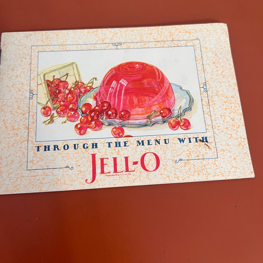 Vintage Through the Menu with Jell-O Recipe Booklet 1920s‎ Advertising Ephemera